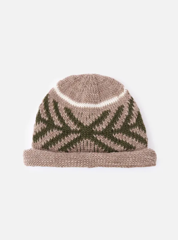 cableami® Beige Wool Jacquard Watch Cap sold by Universal Works