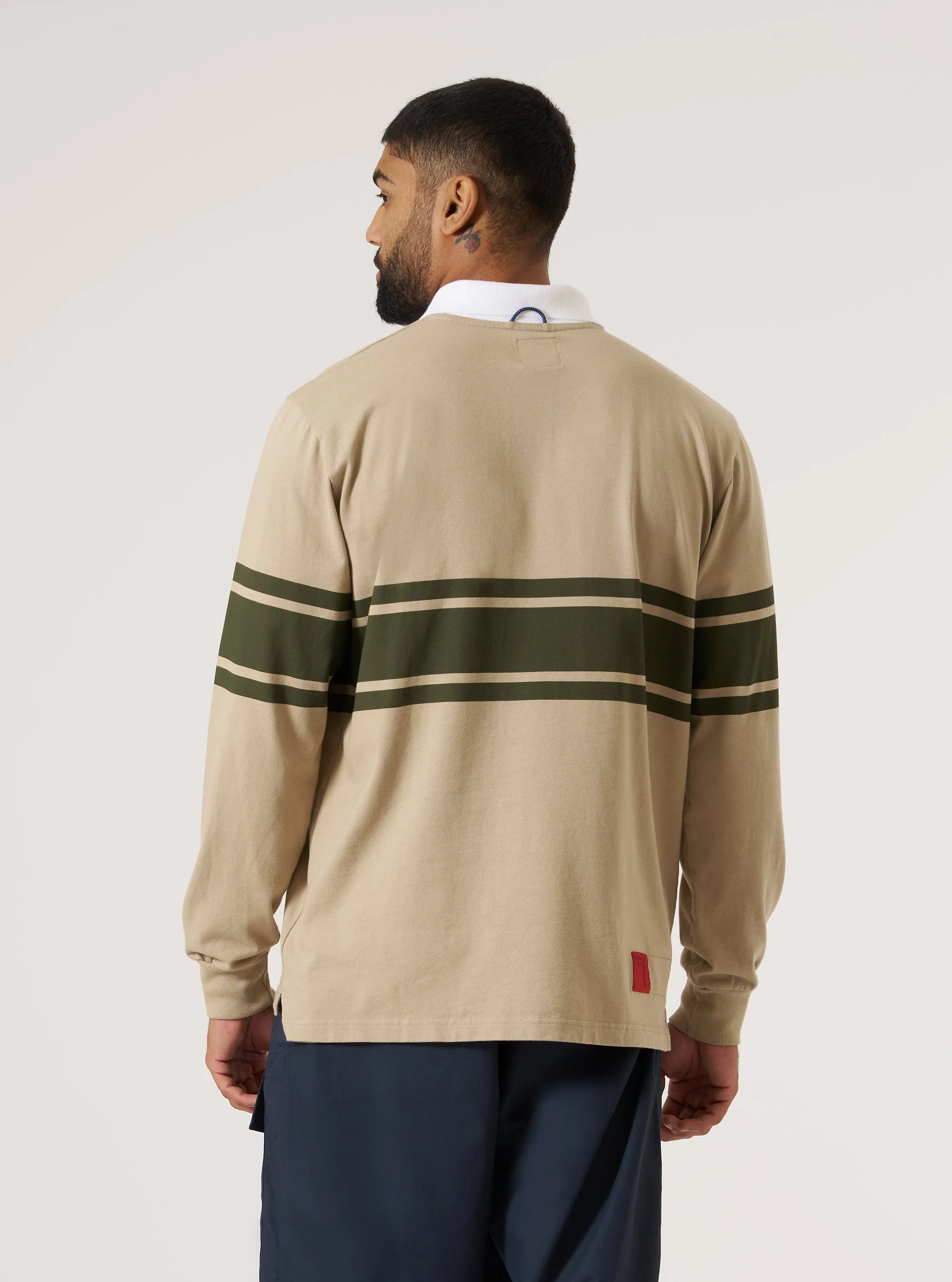 Topologie x Universal Works Sand/Olive MW Organic Cotton Rugby Shirt sold by Universal Works product image thumbnail 3