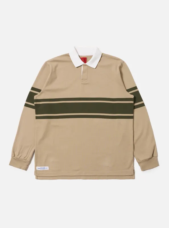 Topologie x Universal Works Sand/Olive MW Organic Cotton Rugby Shirt sold by Universal Works