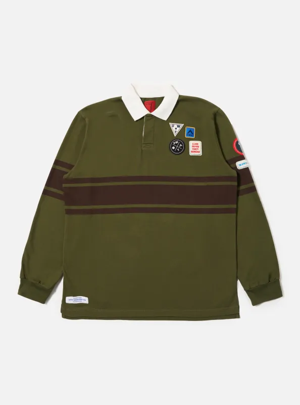 Topologie x Universal Works Olive/Brown MW Organic Cotton Rugby Shirt sold by Universal Works