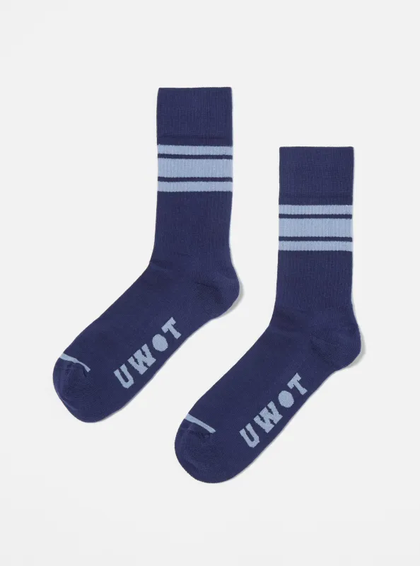 Topologie x Universal Works Navy/Blue Cotton Rib Sport Sock sold by Universal Works
