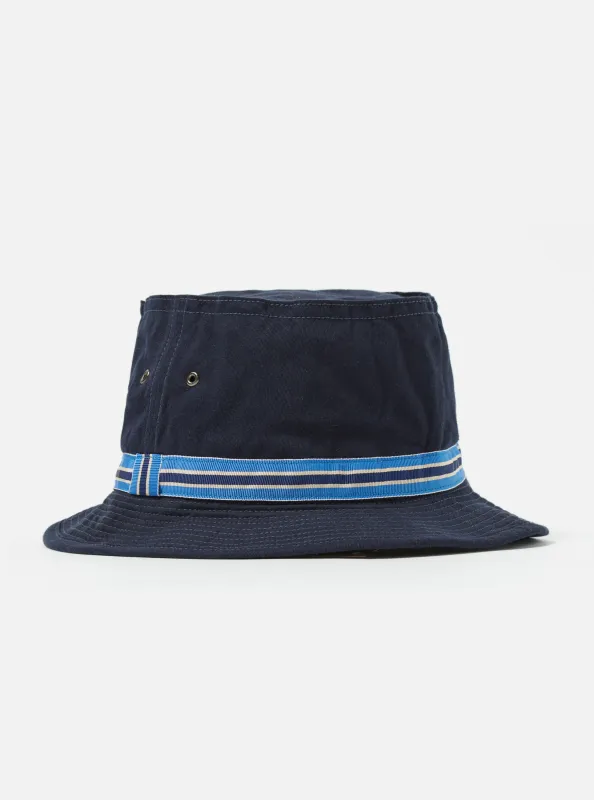cableami® Navy Chino Cotton Loose Light Pork Pie Hat made by Universal Works