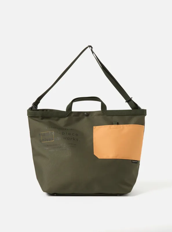 master-piece x Universal Works Olive Recycled Tech Canvas Large Tote Bag sold by Universal Works