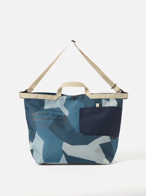master-piece x Universal Works Blue Camo Recycled Tech Canvas Large Tote Bag sold by Universal Works