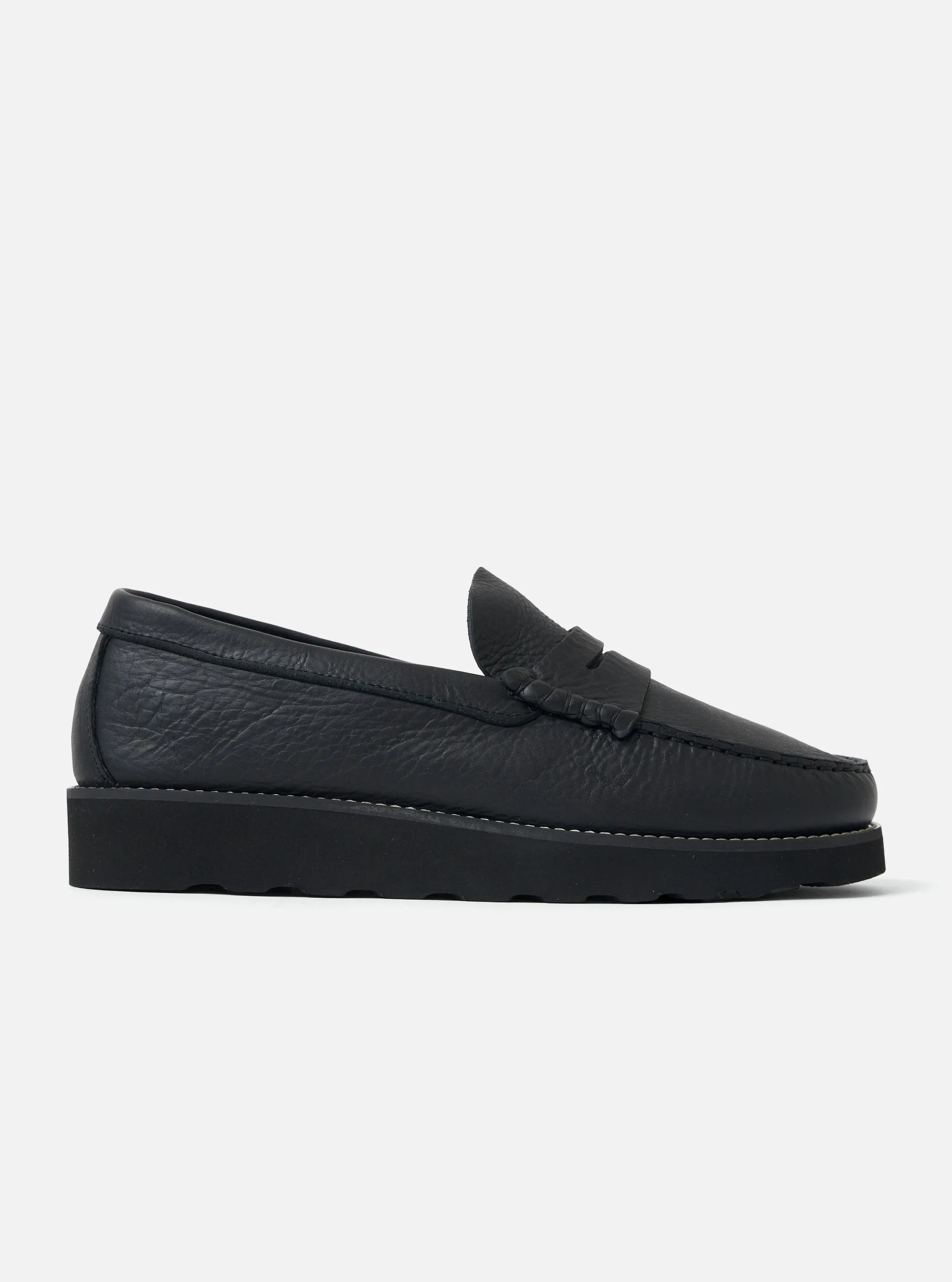 Zardus for Universal Works Black Leather Reggie Loafer sold by Universal Works