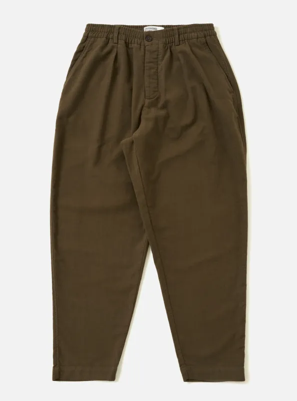 Khaki Comfort Moleskin Pleated Track Pant sold by Universal Works