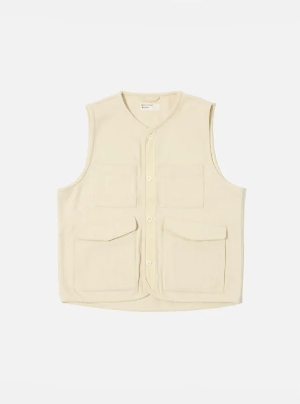 Ecru Marl Mowbray 4 Pocket Gilet sold by Universal Works