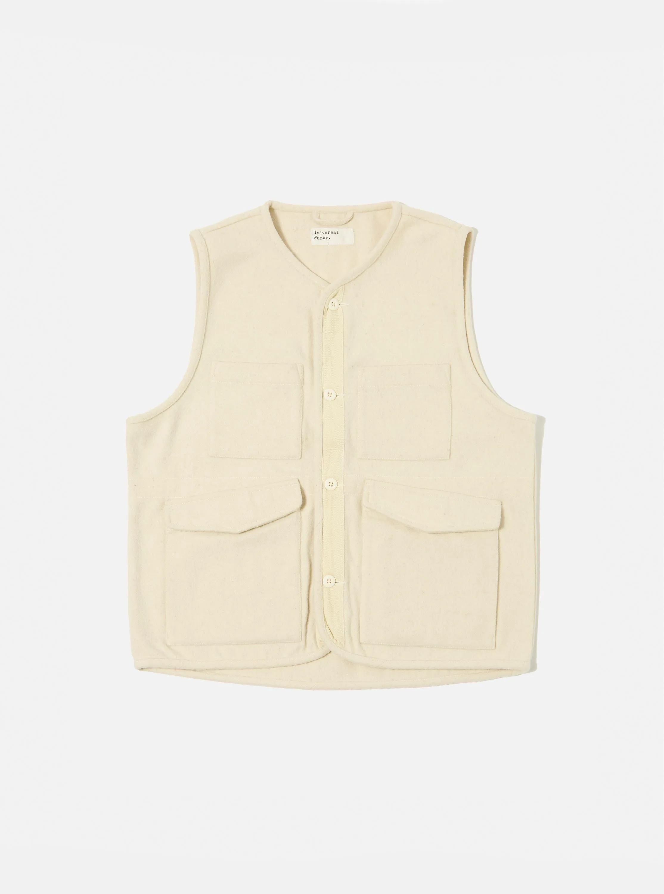 Ecru Marl Mowbray 4 Pocket Gilet sold by Universal Works