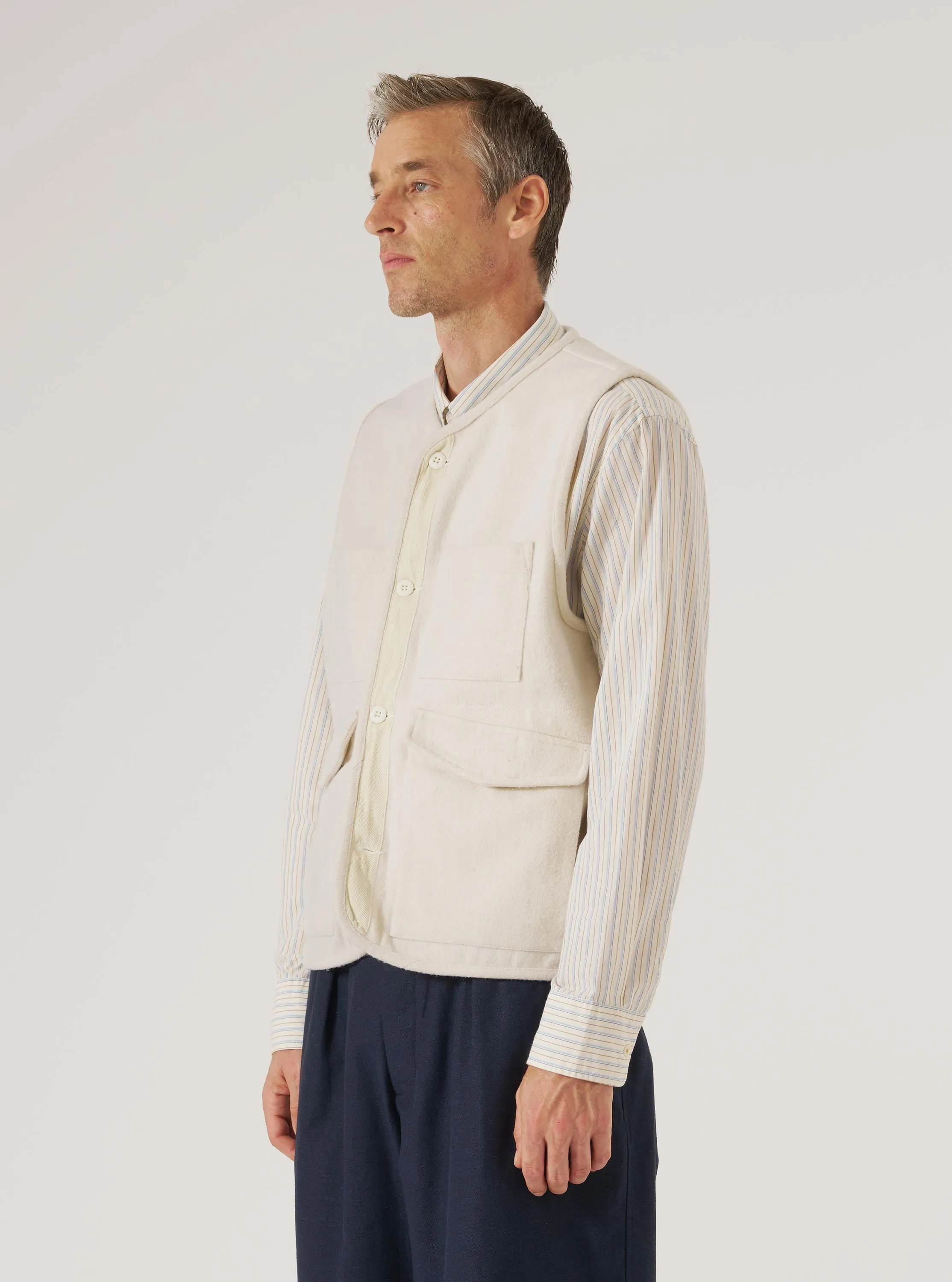 Ecru Marl Mowbray 4 Pocket Gilet sold by Universal Works product image thumbnail 2
