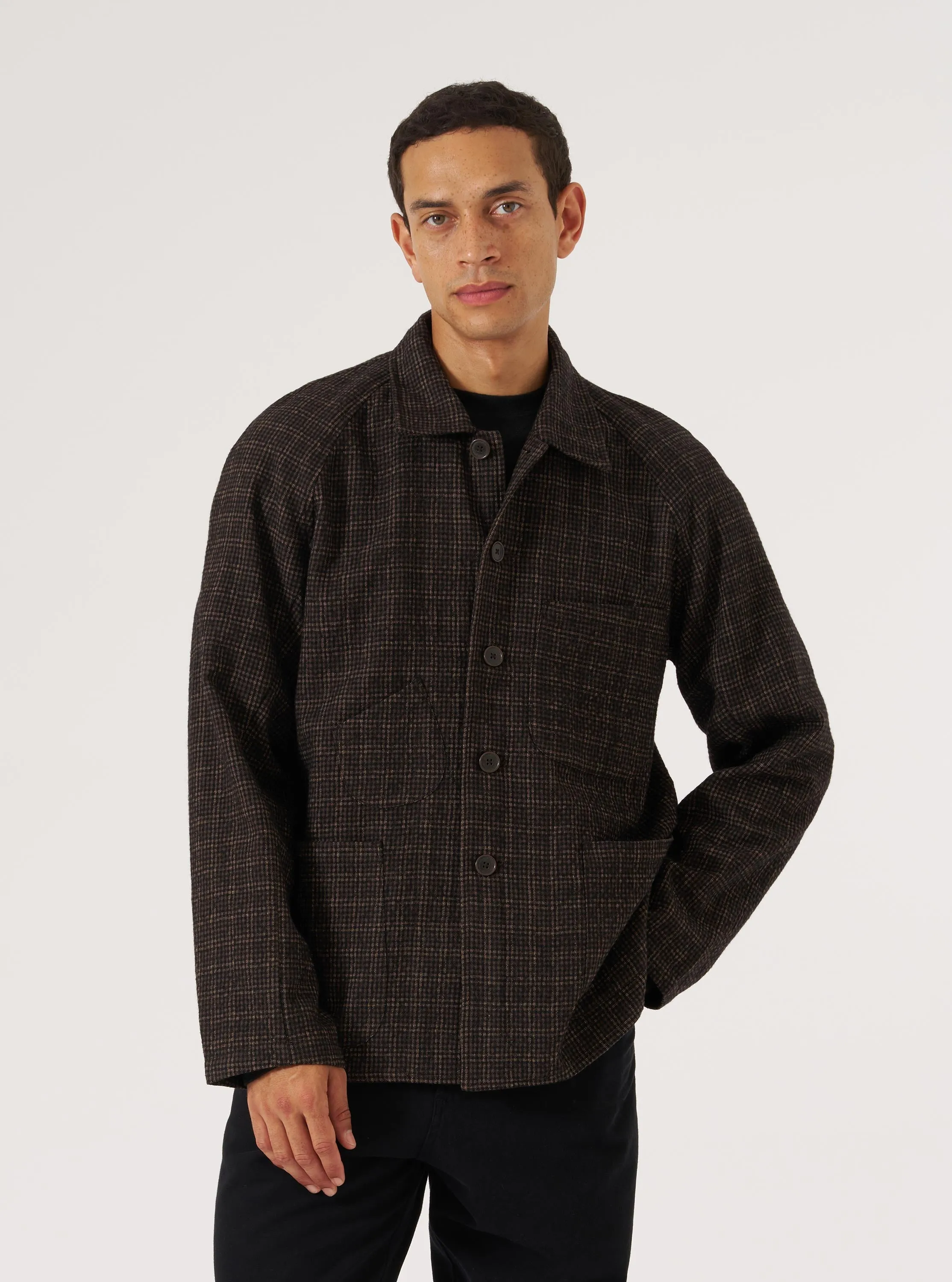 Brown Cedar Check Station Jacket sold by Universal Works product image thumbnail 2
