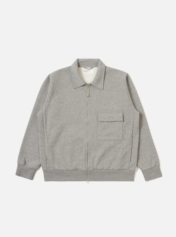 Grey Marl Recycled Cotton Blend Jersey Tyler Jacket sold by Universal Works