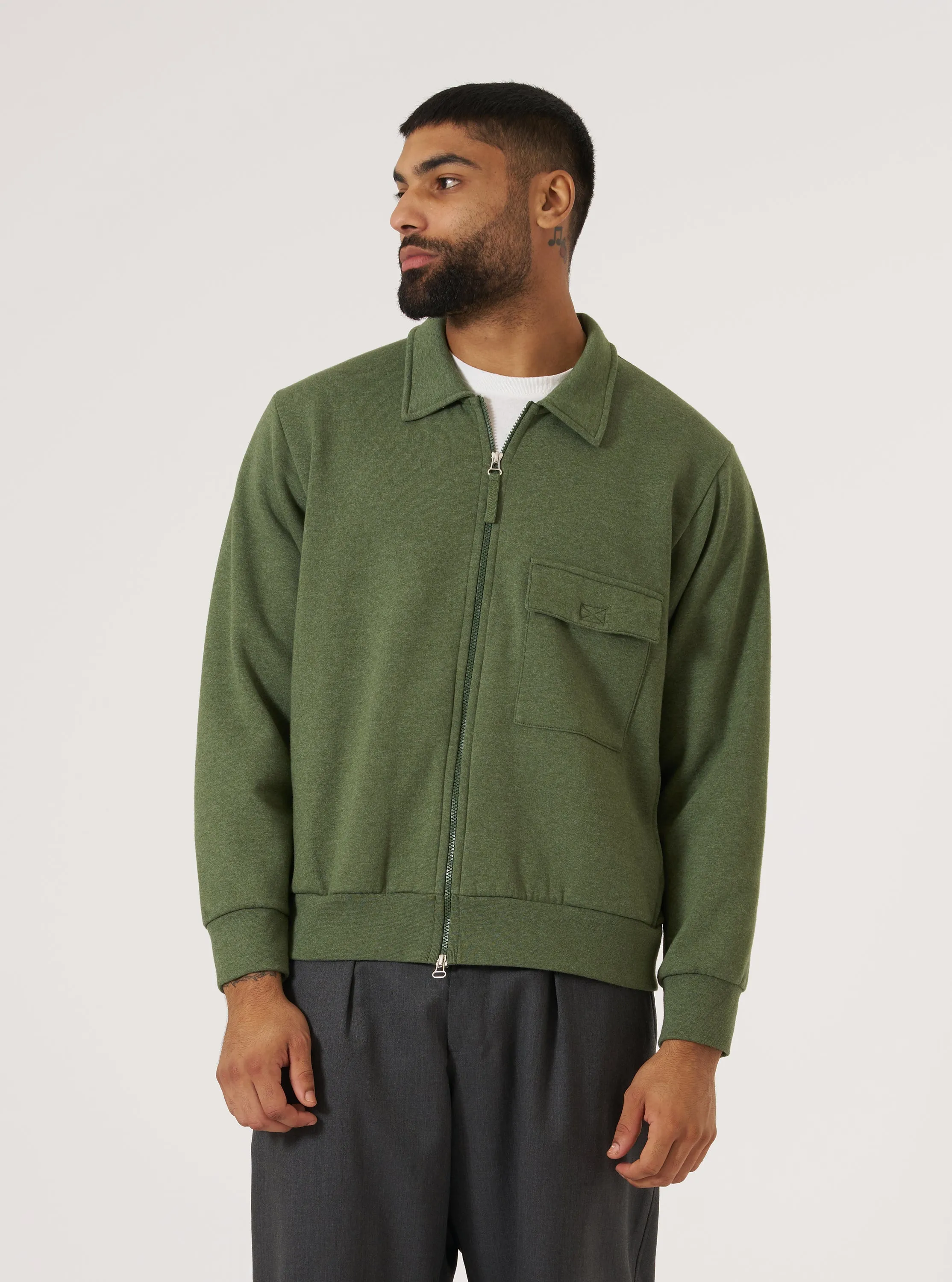 Green Recycled Cotton Blend Jersey Tyler Jacket sold by Universal Works product image thumbnail 2