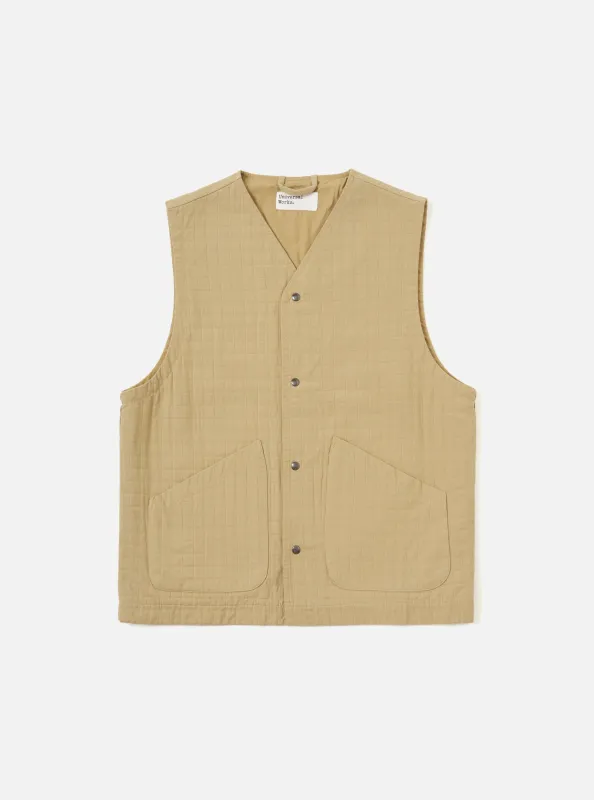 Sand Rahim Cotton Weekend Gilet sold by Universal Works