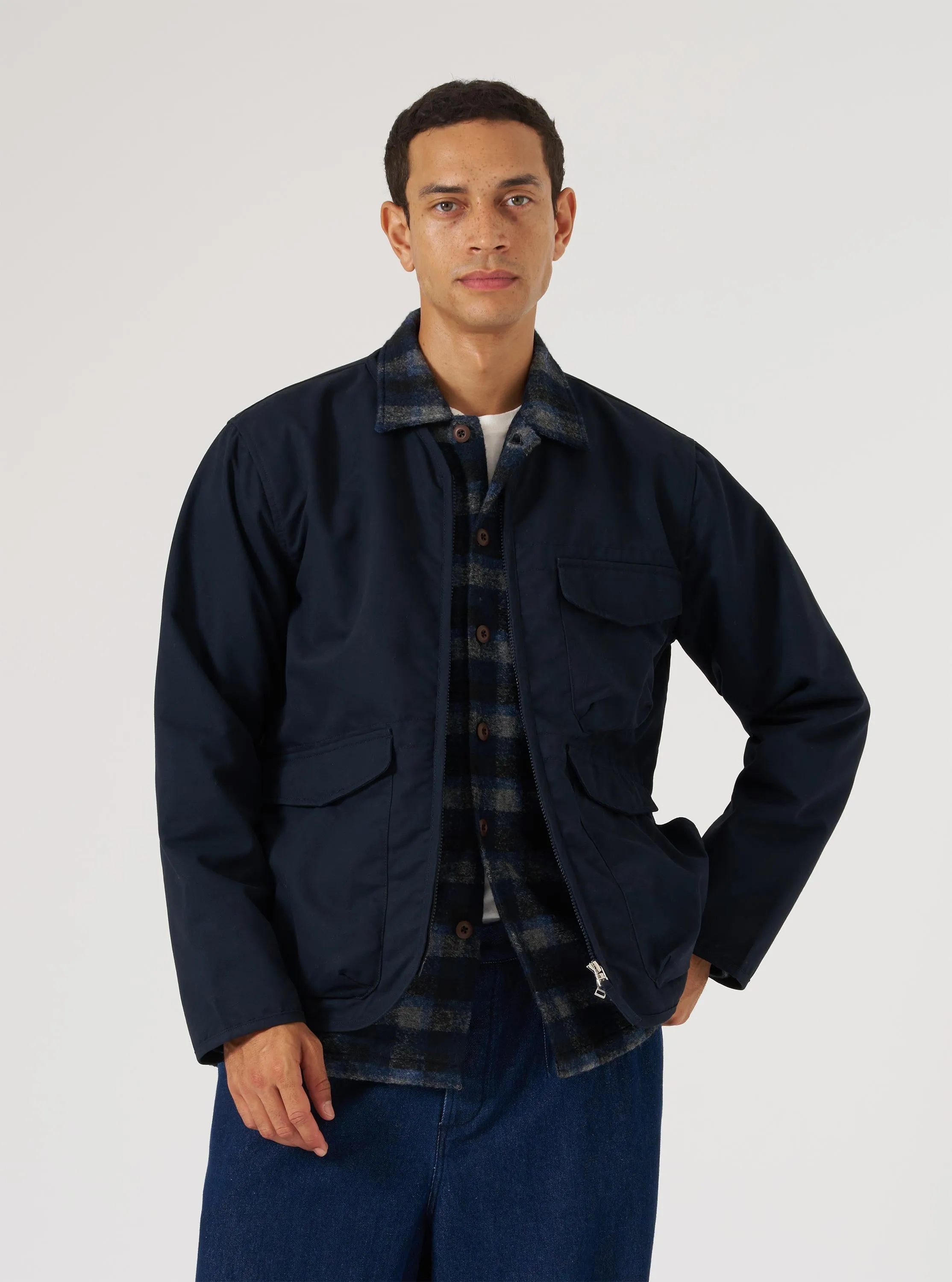 Navy Brushed Polytech Parachute Liner Jacket sold by Universal Works product image thumbnail 2