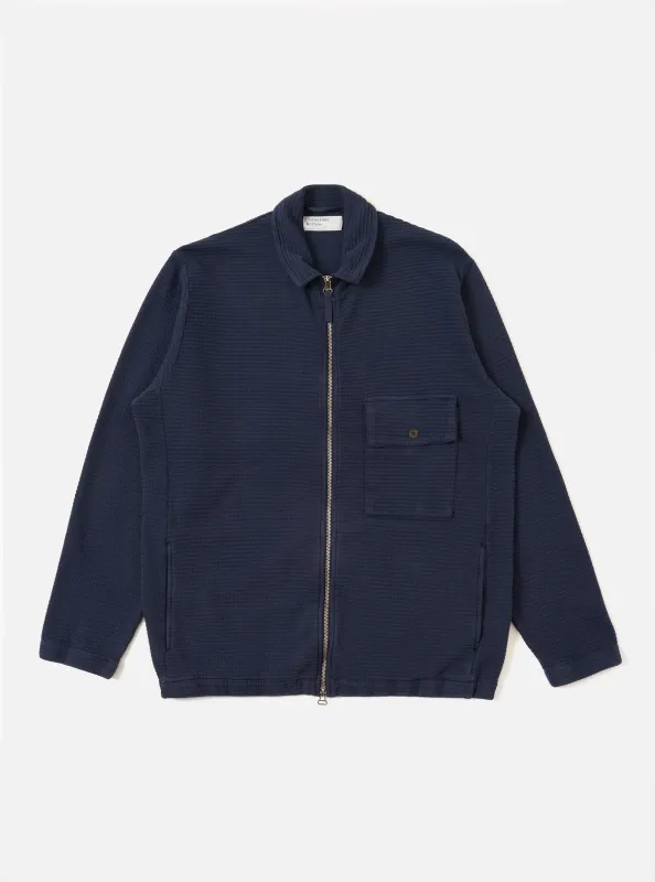 Navy Fantasy Interlock K Track Top sold by Universal Works