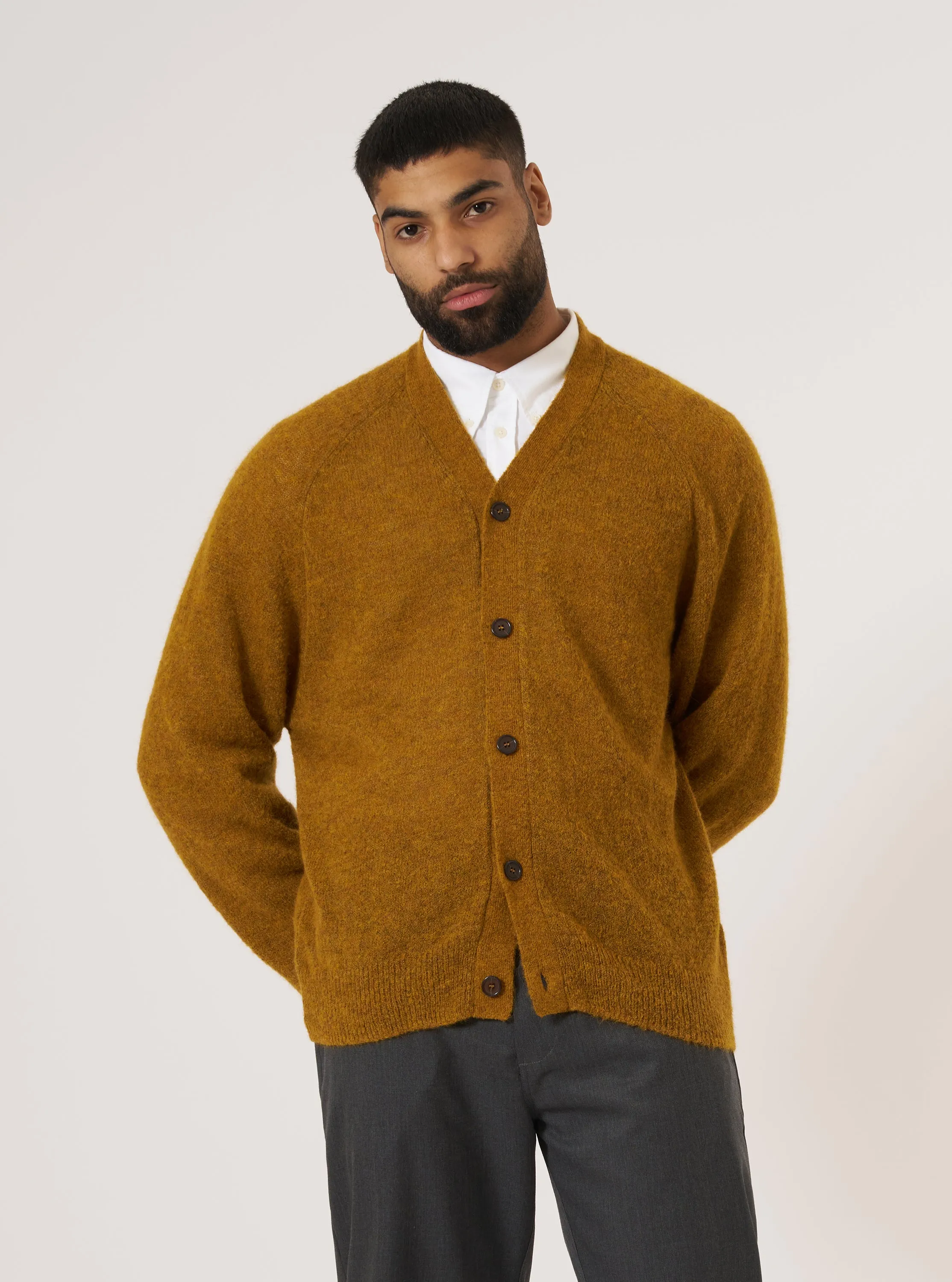 Gold Alpaca Knit David Cardigan sold by Universal Works product image thumbnail 2