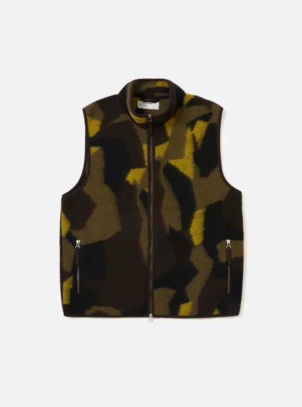 Camo Swede Fleece Climbing Gilet sold by Universal Works