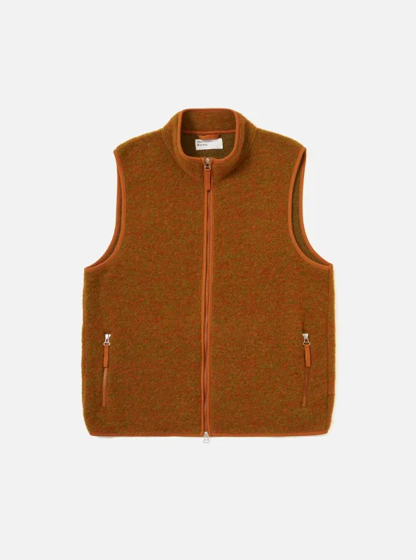 Orange Six Wool Fleece Climbing Gilet sold by Universal Works