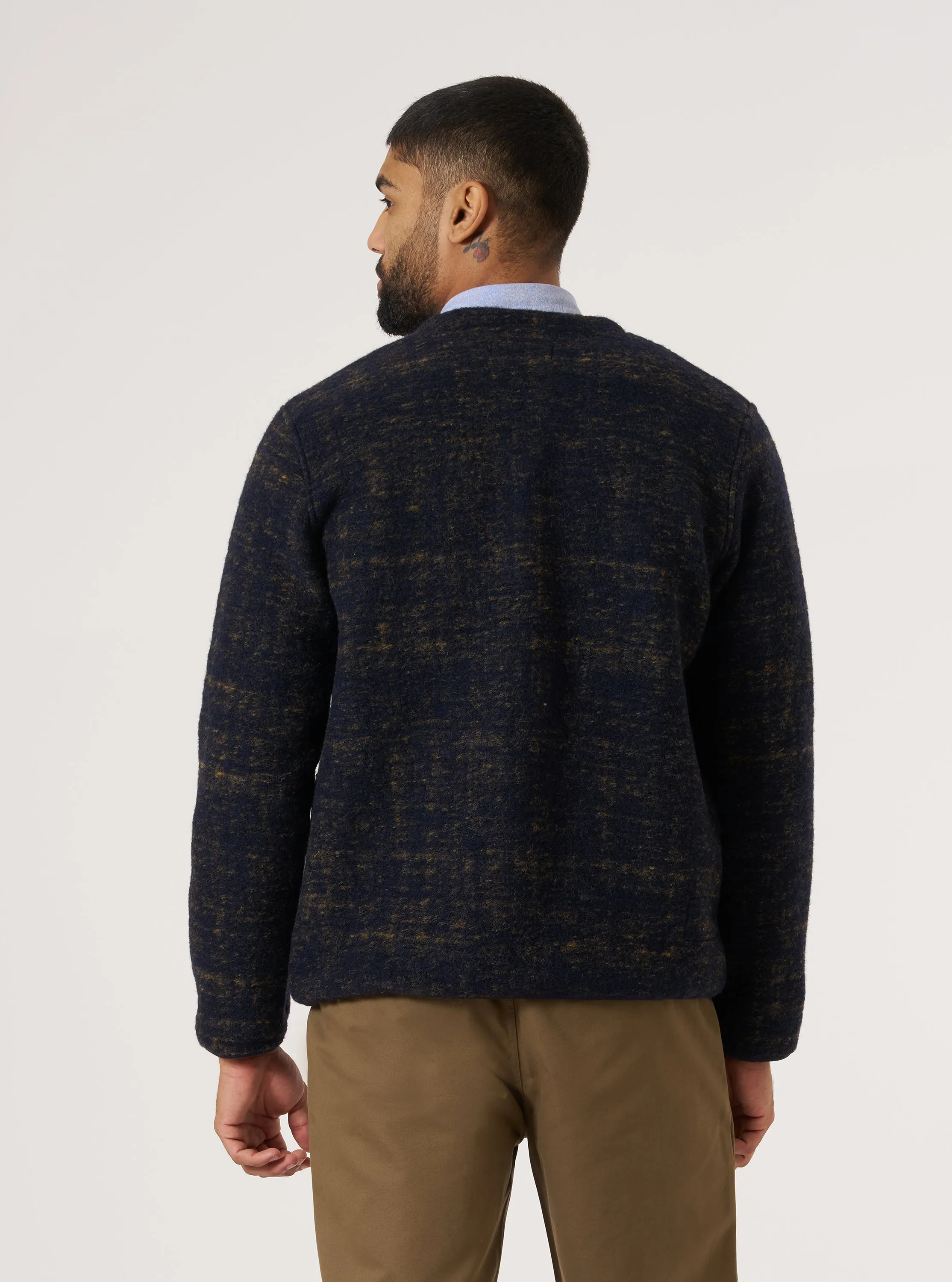 Navy Marble Fleece Cardigan sold by Universal Works product image thumbnail 3