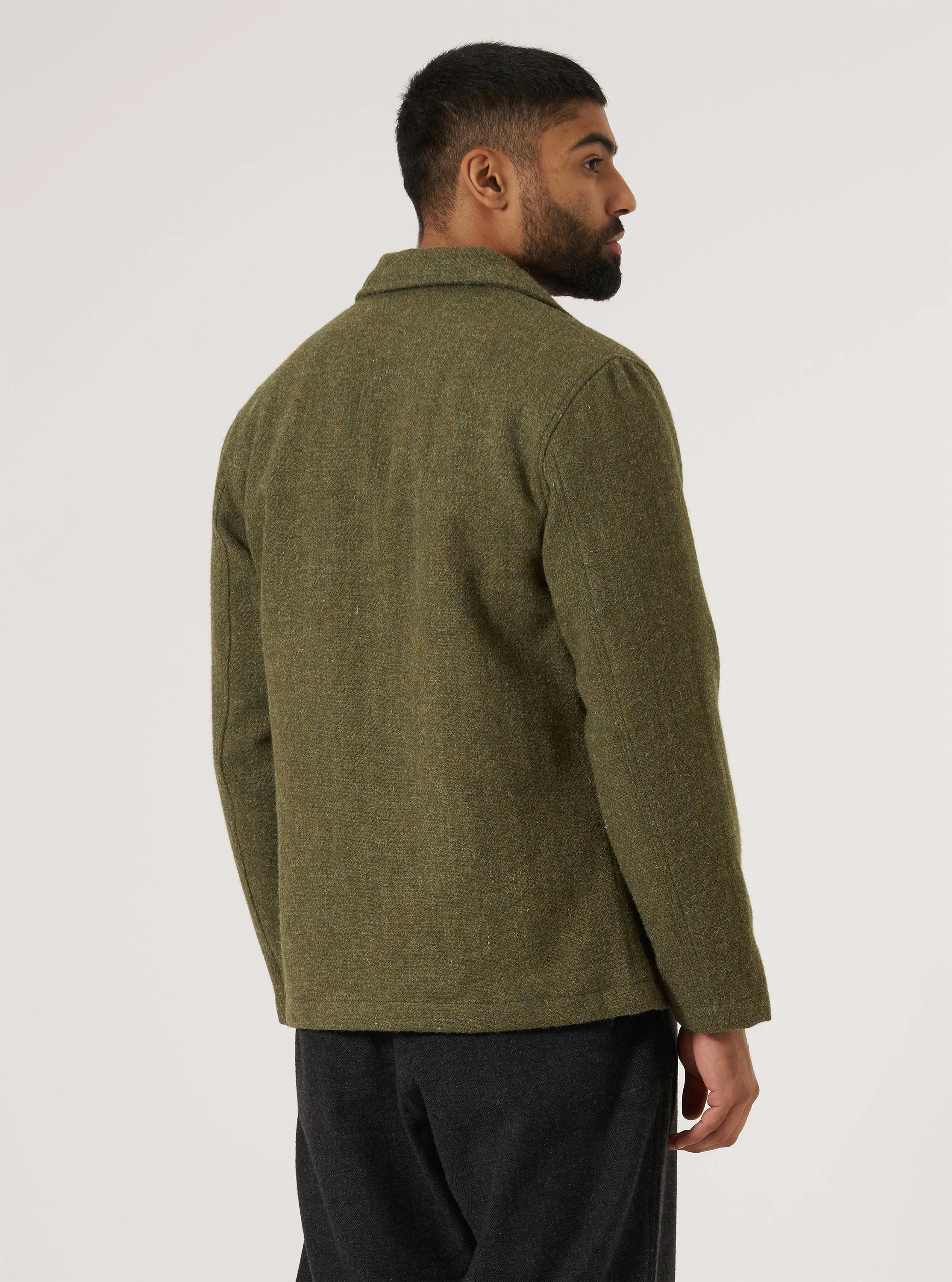 Green Harris Tweed Plaid Bakers Jacket sold by Universal Works product image thumbnail 4