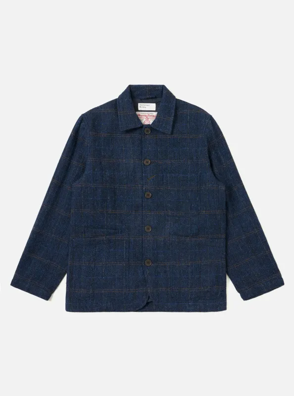 Navy Harris Tweed Plaid Bakers Jacket sold by Universal Works