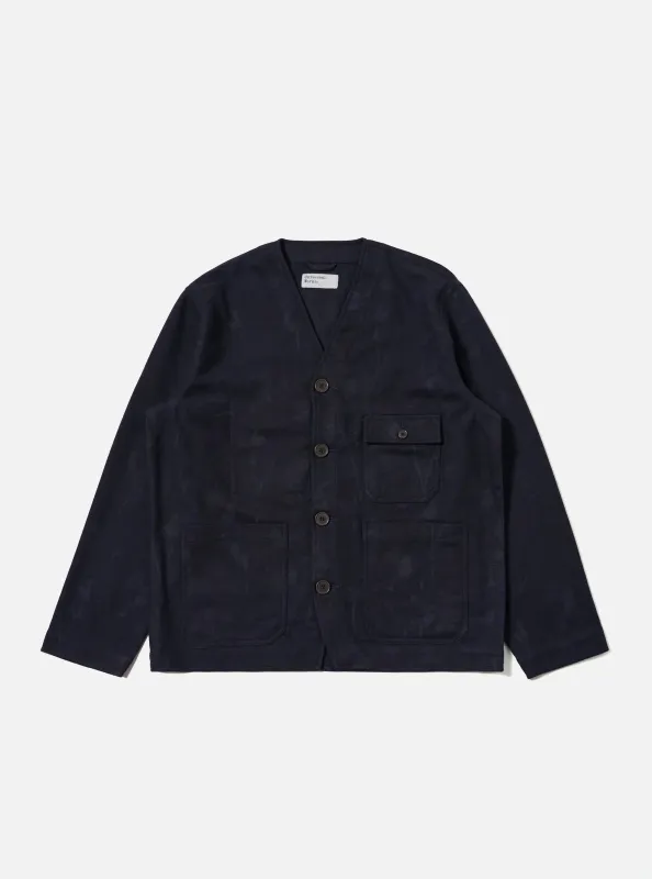 Navy Flower Print Flannel Cabin Jacket sold by Universal Works