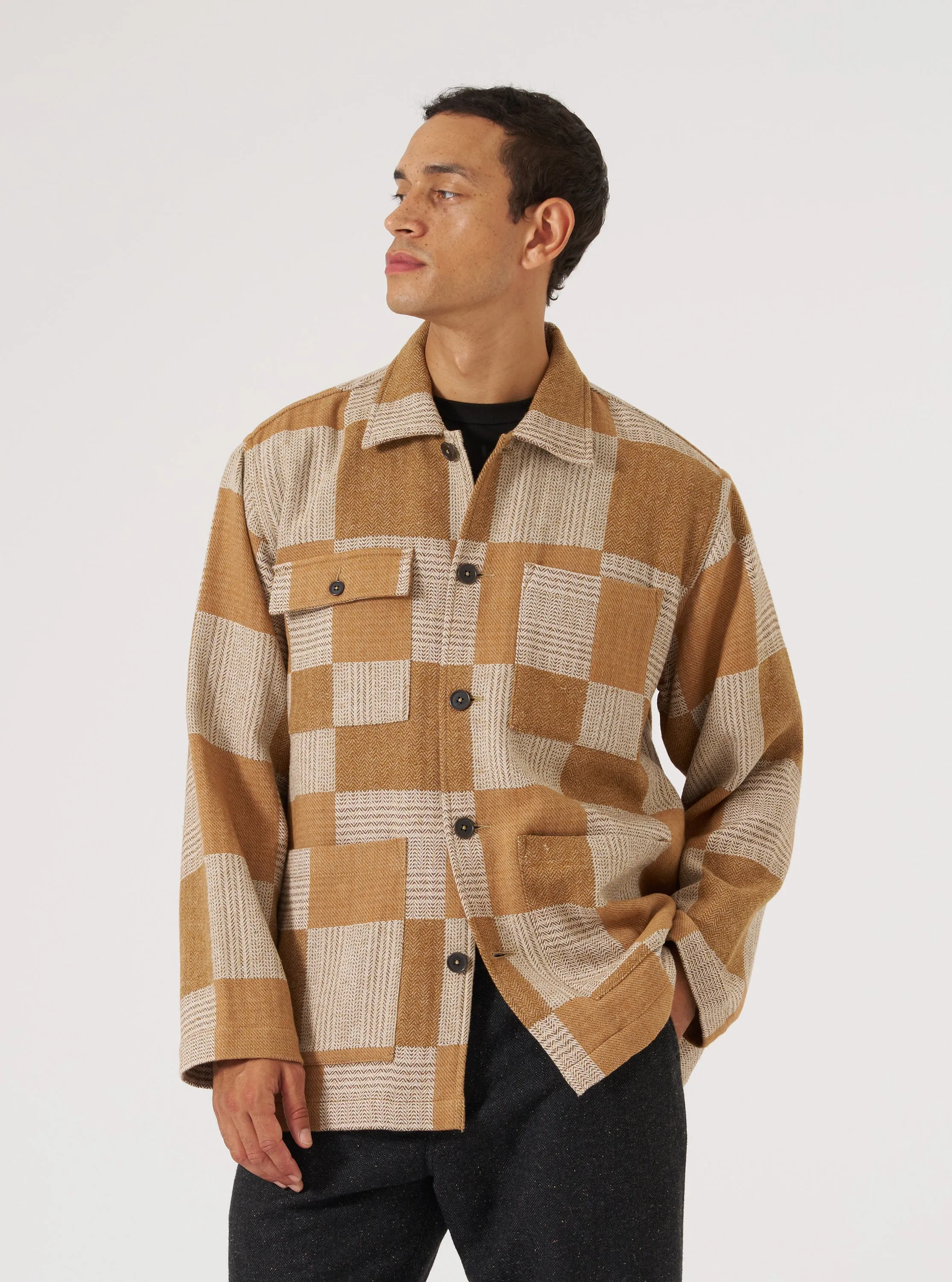 Brown Japanese Patchwork Dockside Jacket sold by Universal Works product image thumbnail 2