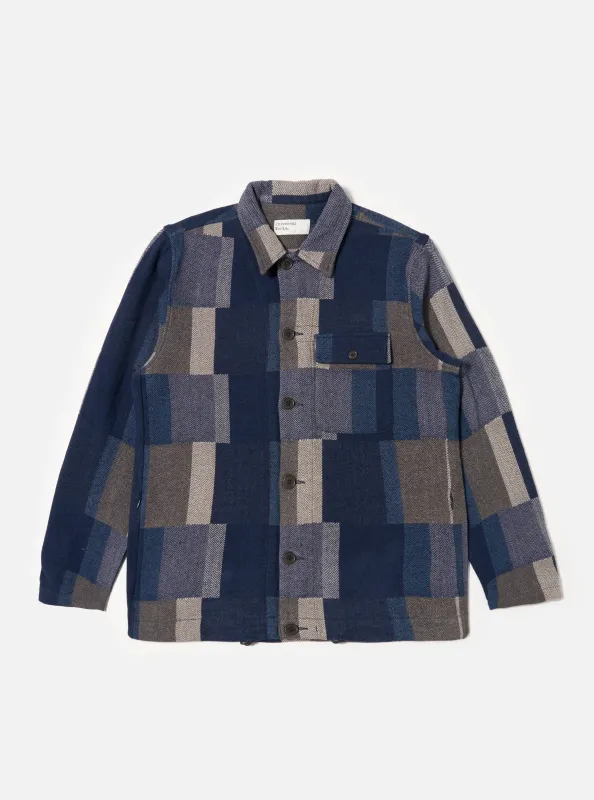 Navy Japanese Patchwork L/S Tech Overshirt sold by Universal Works