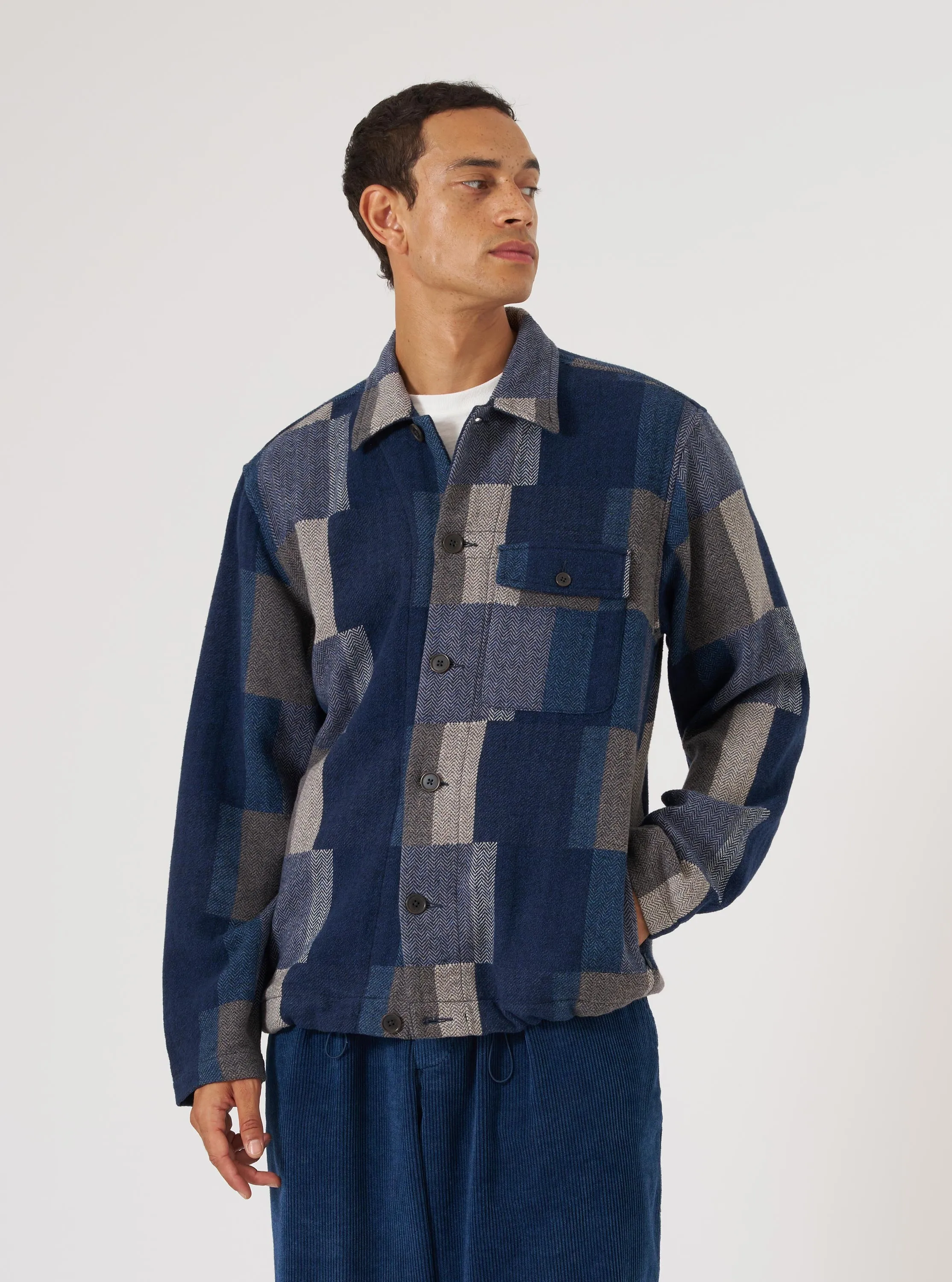 Navy Japanese Patchwork L/S Tech Overshirt sold by Universal Works product image thumbnail 2