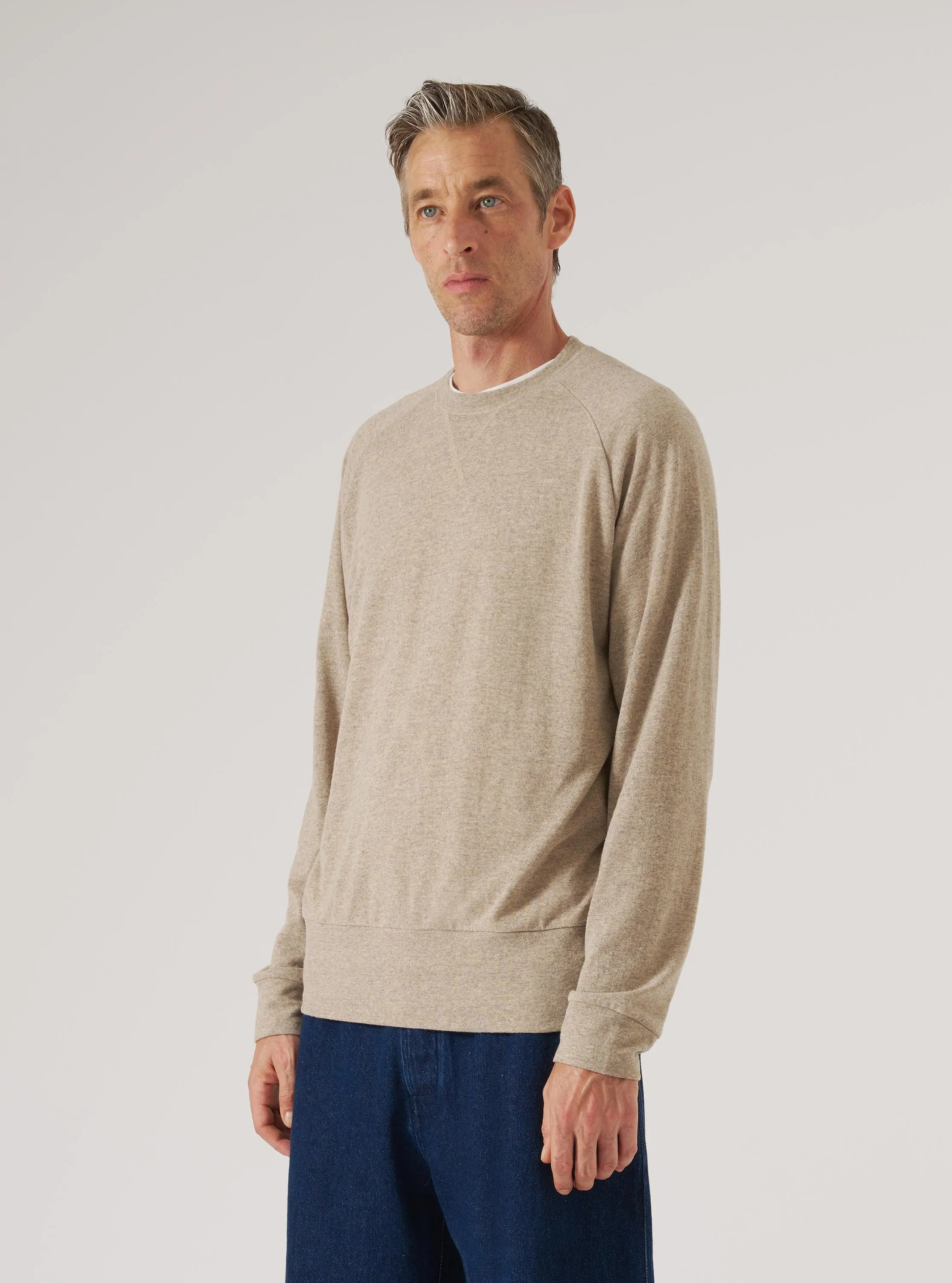 Dark Sand Recycled Wool Mix Single Jersey Mr K Crew Sweatshirt sold by Universal Works product image thumbnail 2