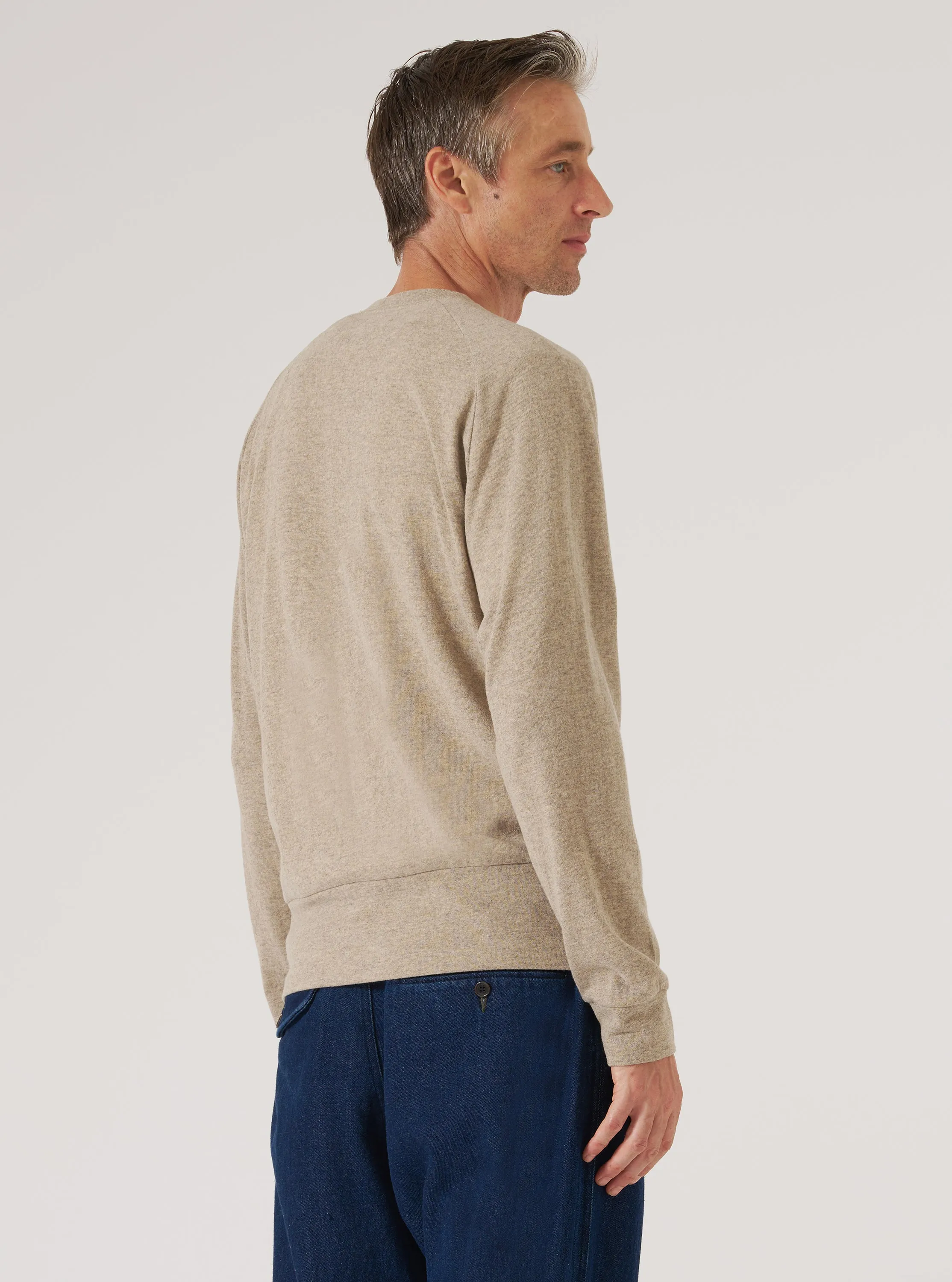 Dark Sand Recycled Wool Mix Single Jersey Mr K Crew Sweatshirt sold by Universal Works product image thumbnail 3