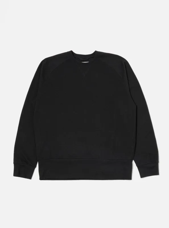Black Recycled Wool Mix Single Jersey Mr K Crew Sweatshirt sold by Universal Works