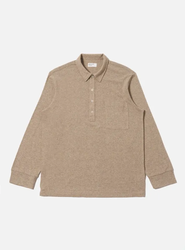 Dark Sand Recycled Wool Mix Single Jersey Pullover L/S Shirt sold by Universal Works