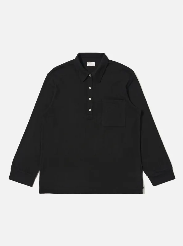 Black Recycled Wool Mix Single Jersey Pullover L/S Shirt sold by Universal Works