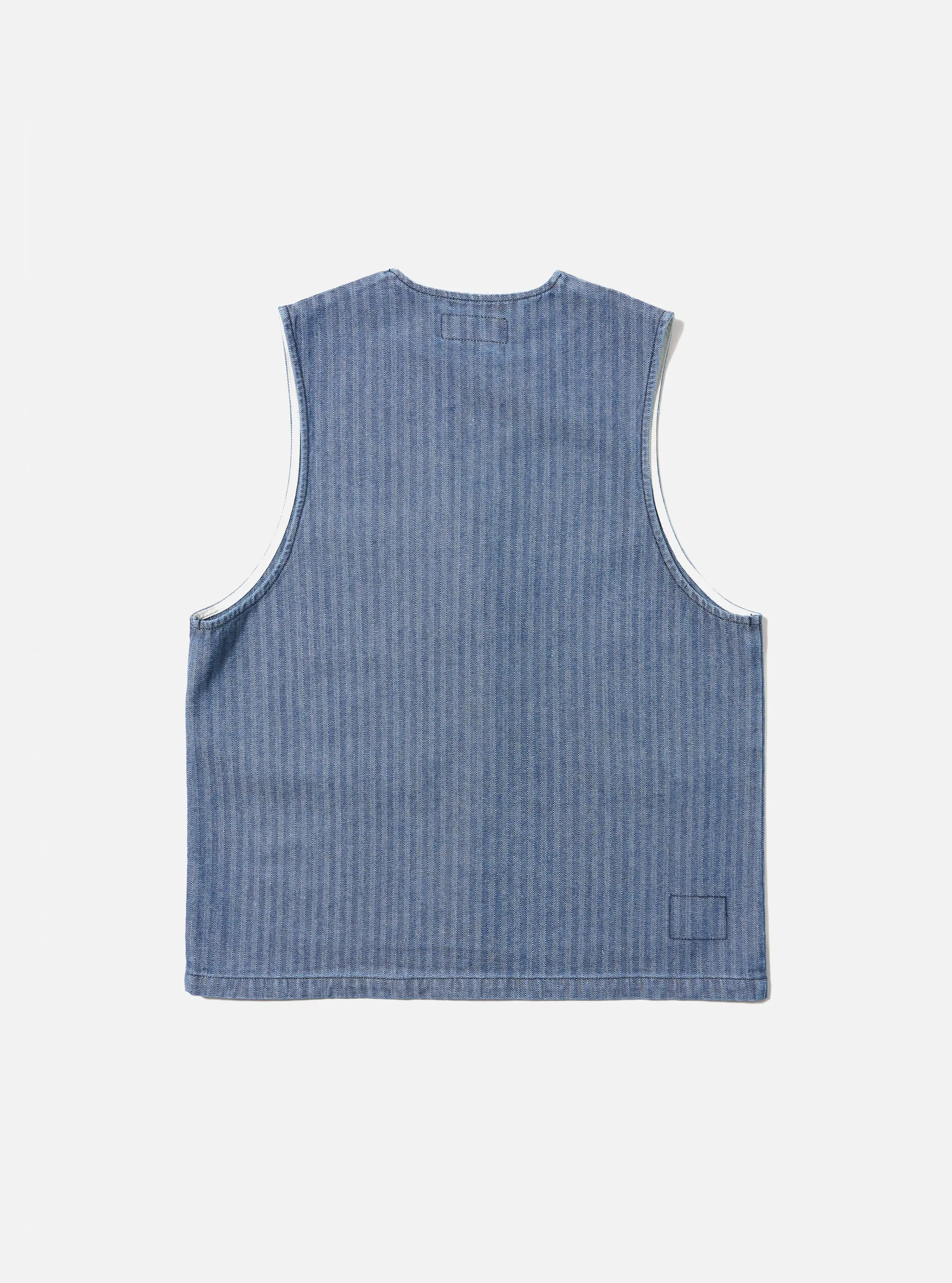 Indigo Denim Herringbone Operators Gilet sold by Universal Works product image thumbnail 5