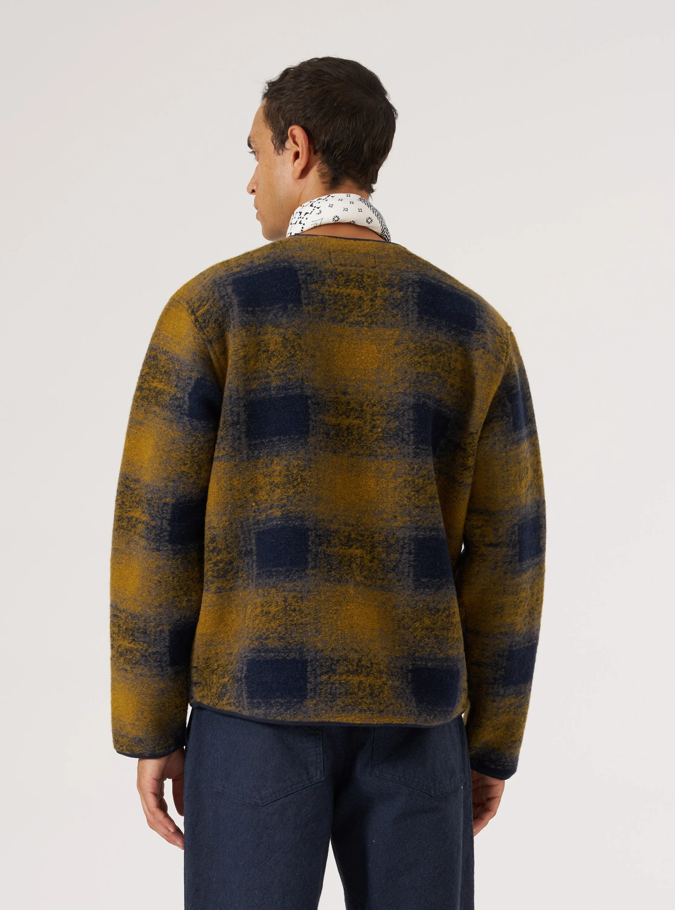 Navy Check Techno Melton Check Zip Liner Jacket sold by Universal Works product image thumbnail 3