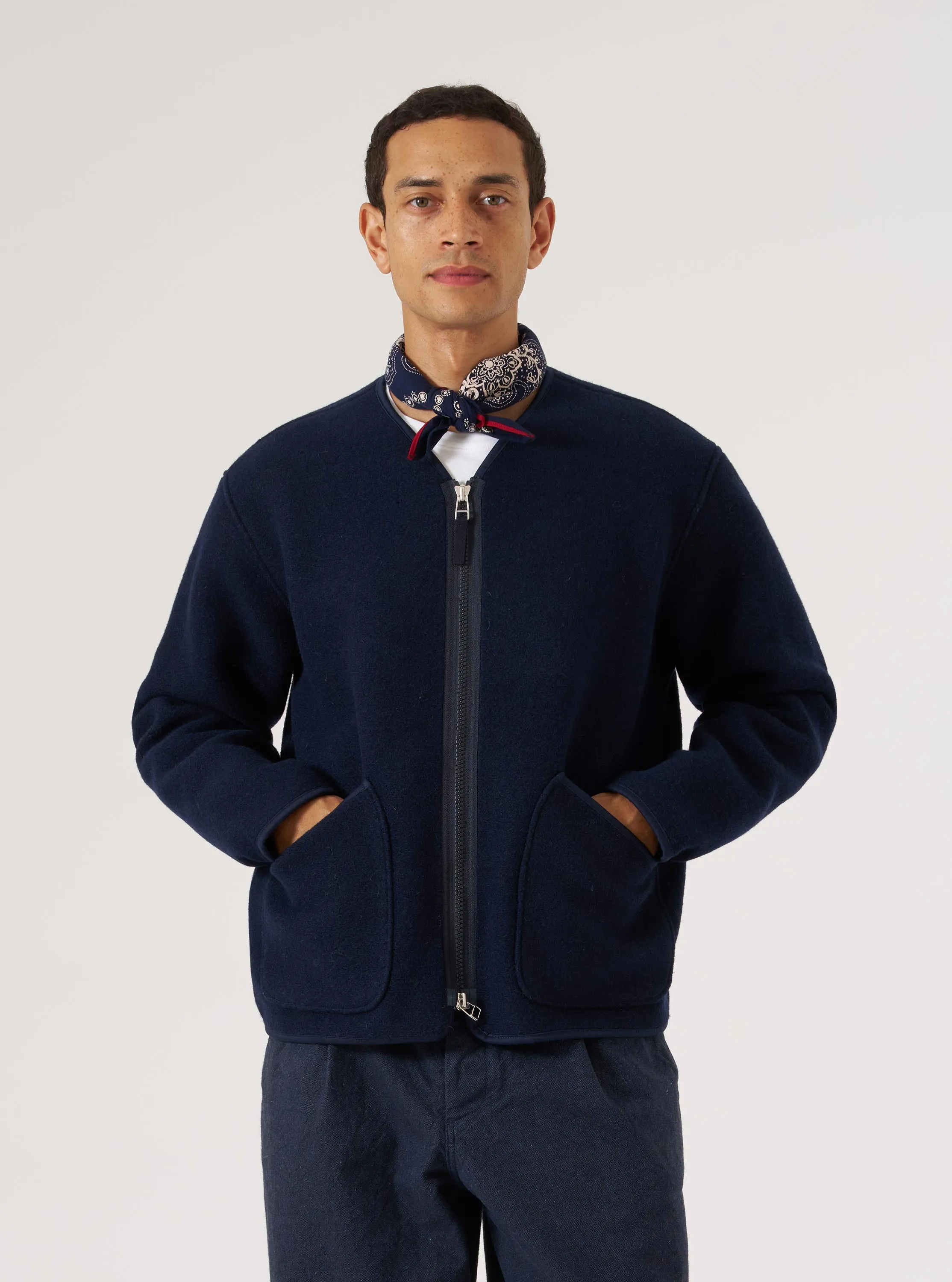 Navy Techno Melton Plain Zip Liner Jacket sold by Universal Works product image thumbnail 2