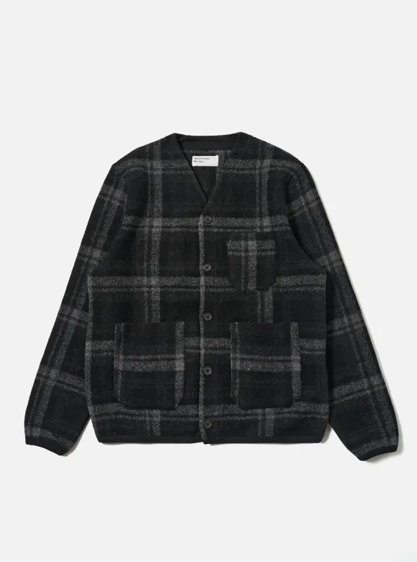 Grey Moh Check Fleece Cardigan sold by Universal Works