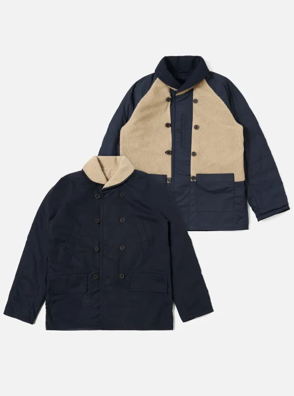 Navy Brushed Polytech/Sherpa Reversible Mackinaw Jacket sold by Universal Works
