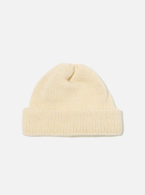 Ecru British Wool Short Watch Cap sold by Universal Works