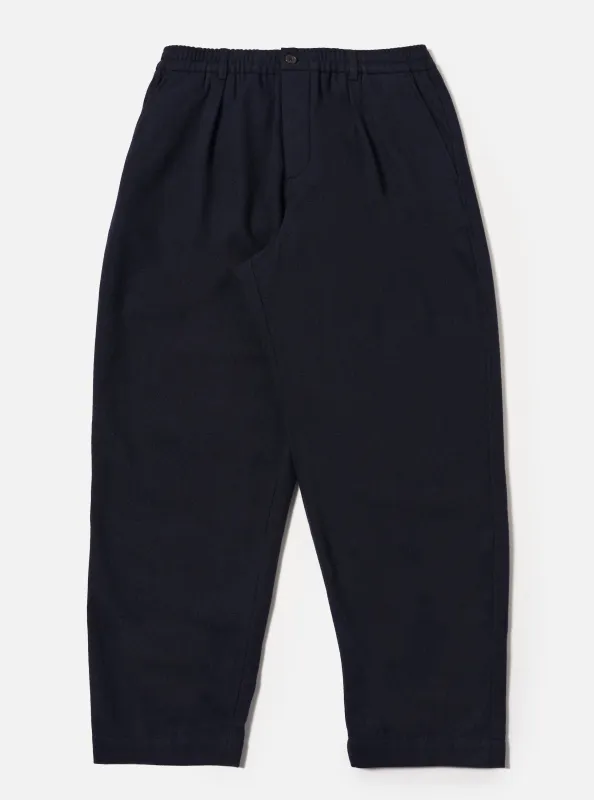 Dark Navy Soft Recycled Wool Pleated Track Pant sold by Universal Works