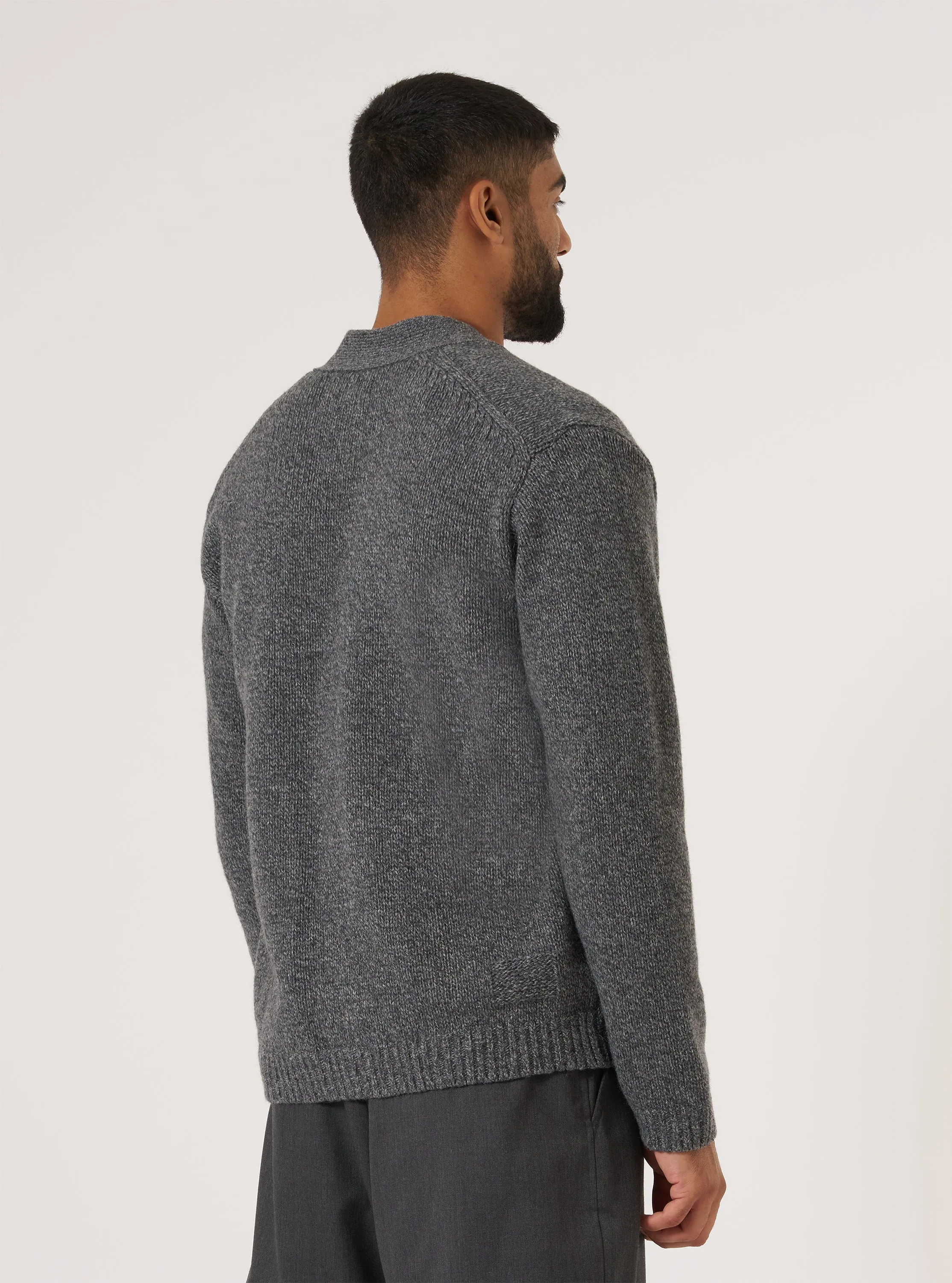 Grey Recycled Shetland Langdale Cardigan sold by Universal Works product image thumbnail 3