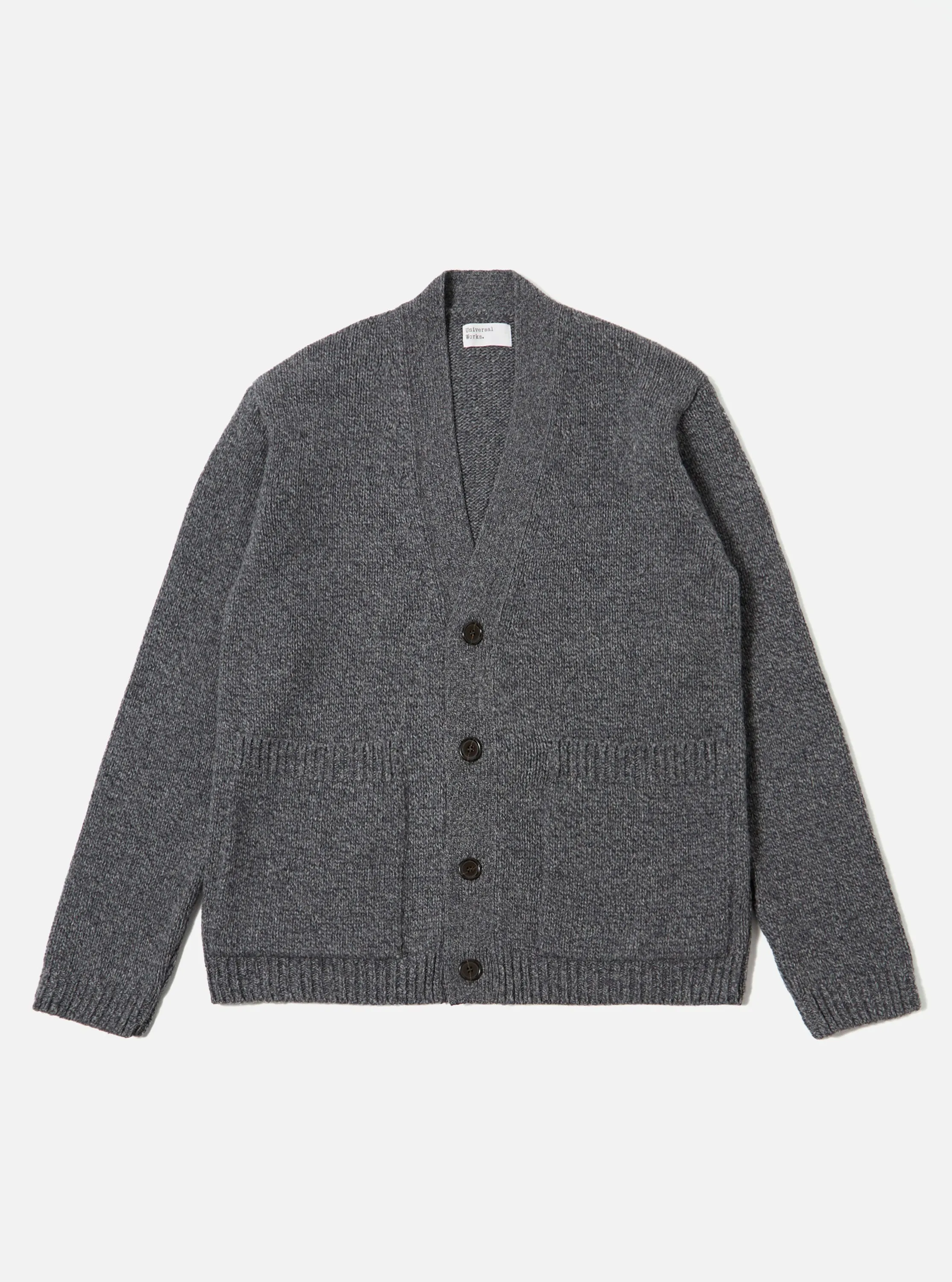 Grey Recycled Shetland Langdale Cardigan sold by Universal Works