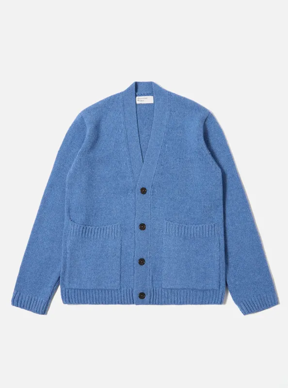 Pale Blue Recycled Shetland Langdale Cardigan sold by Universal Works