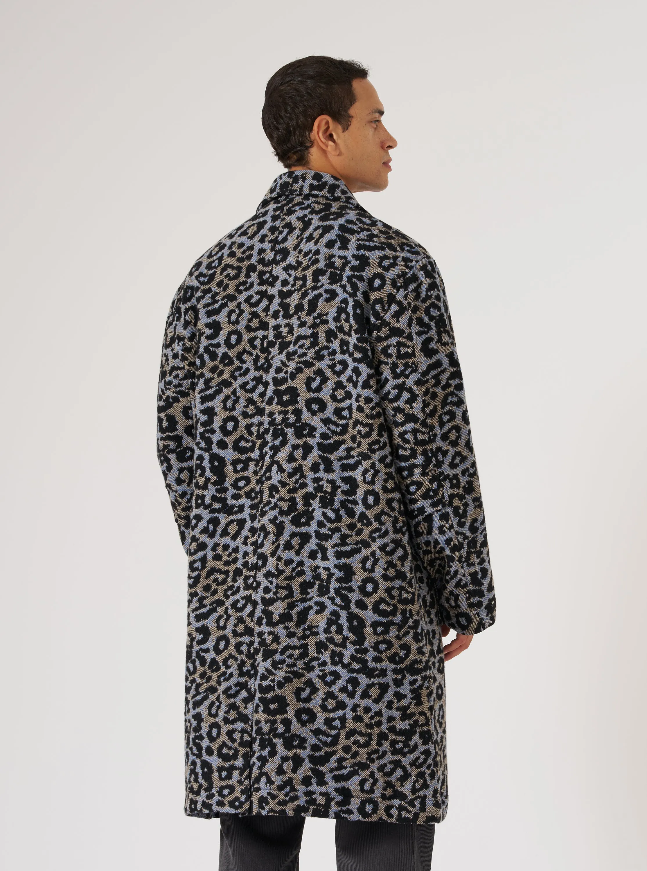 Blue Leopard Flower Wool Account Coat sold by Universal Works product image thumbnail 3