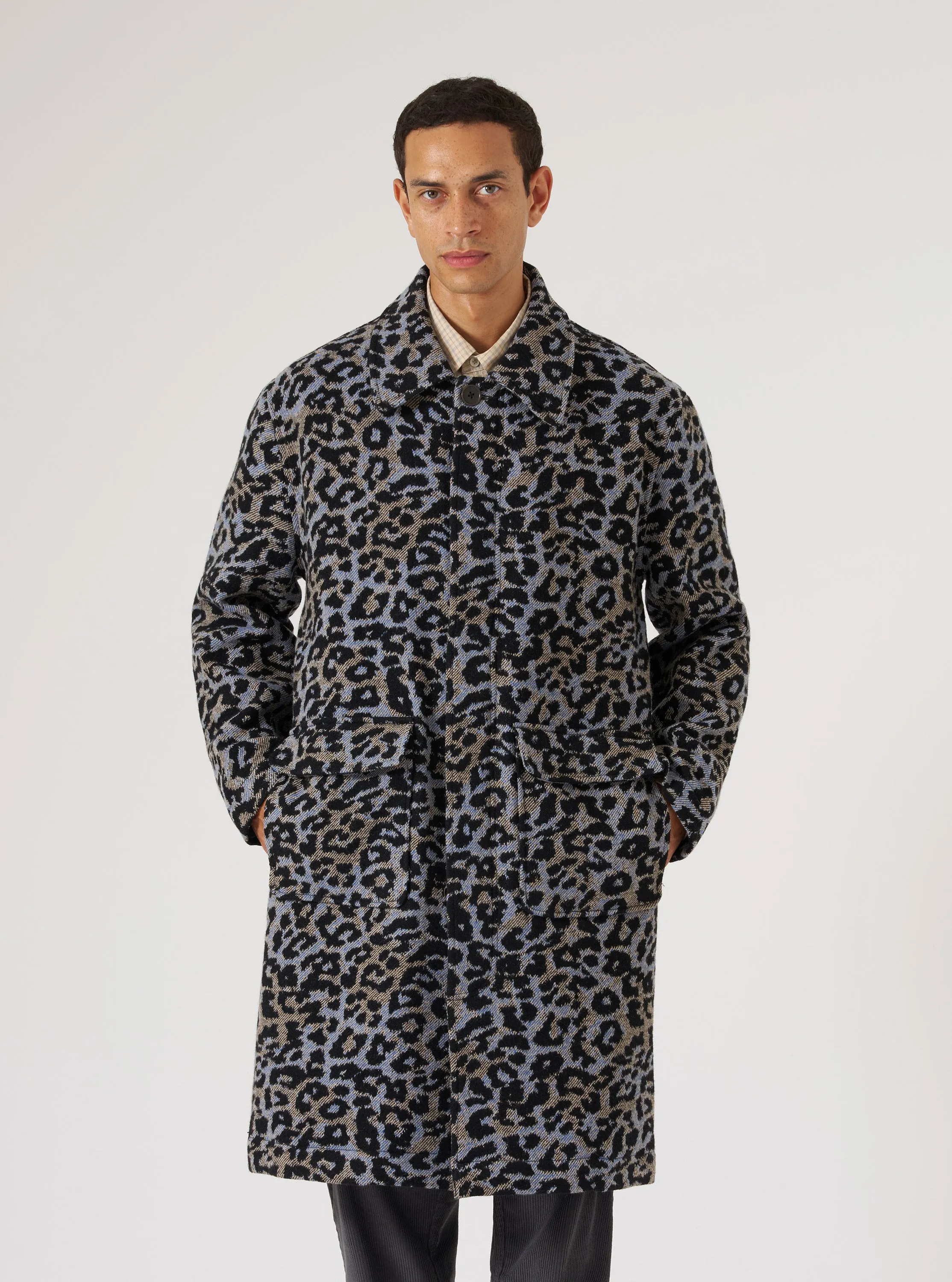 Blue Leopard Flower Wool Account Coat sold by Universal Works product image thumbnail 2