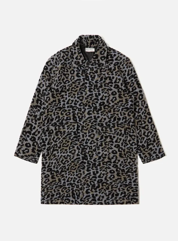 Blue Leopard Flower Wool Account Coat sold by Universal Works