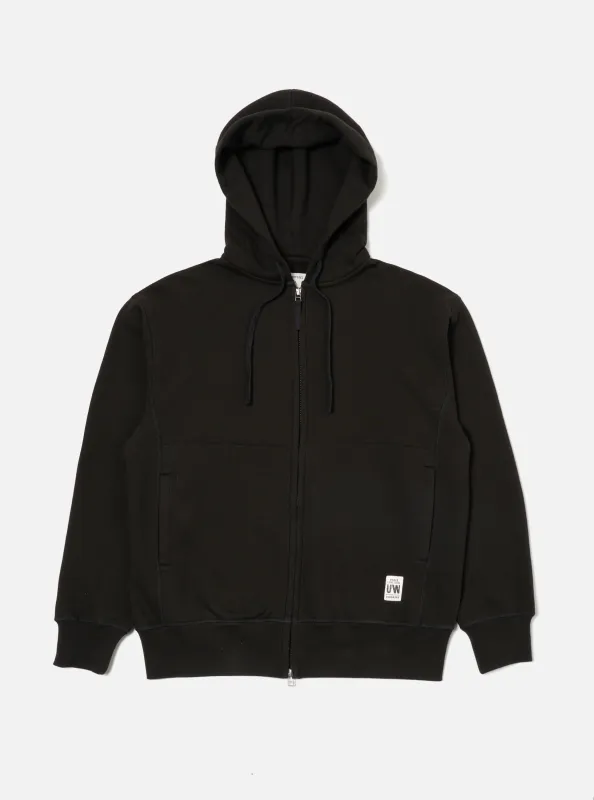 Black Brush Back Sweat New York Hoody sold by Universal Works