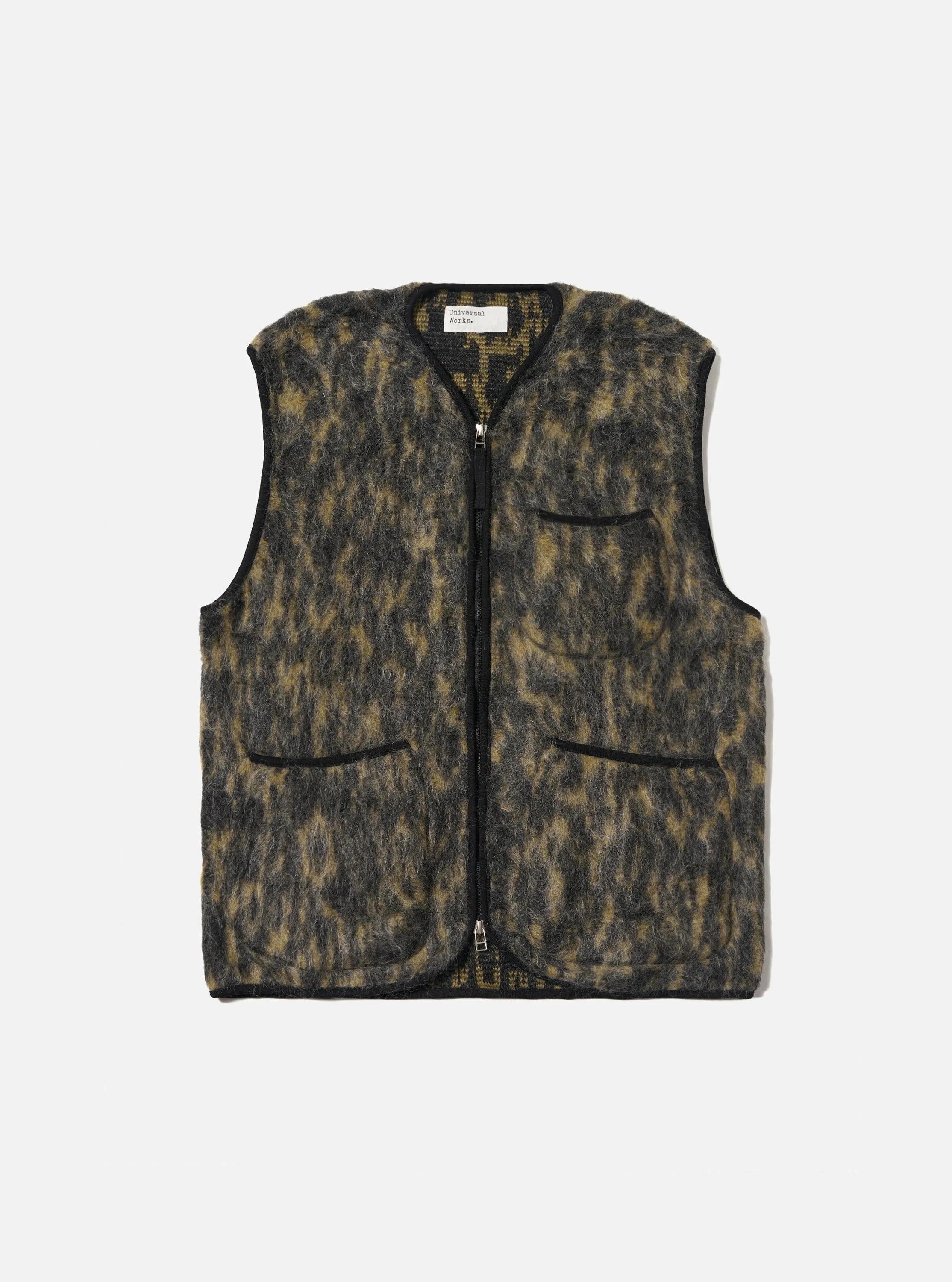 Charcoal Dolce Fleece Zip Gilet sold by Universal Works