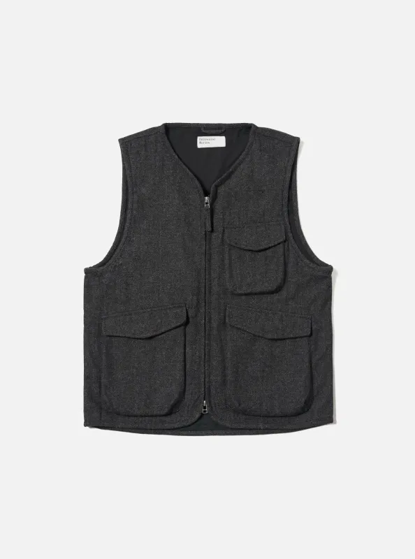 Grey Anders Wool Upcycled Parachute Liner Gilet sold by Universal Works